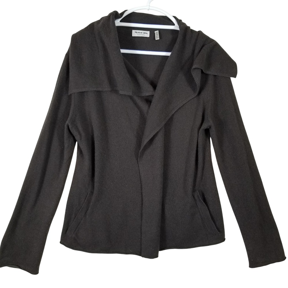 Michael Stars Cashmere Cardigan Sweater Gray Open Front Shawl‎ Collar One Size